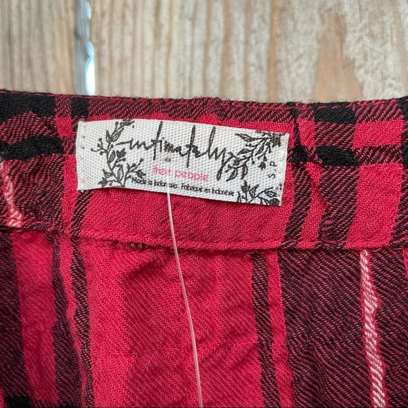 Free People Intimately top plaid new red black S Buffalo Plaid - Picture 6 of 9